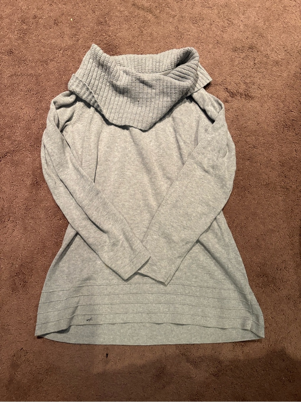 Dalia Light Gray Ribbed Cowl Neck Sweater